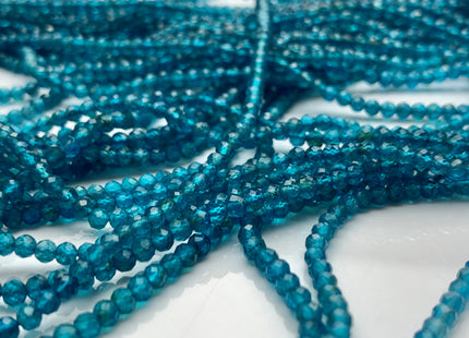 2x3 mm AAA Faceted Round or Rondelle Tiny Neon Blue Apatite Beads Genuine Top Quality Shiny Gemmy Blue Apatite Bead 13 Inches Strand #2954