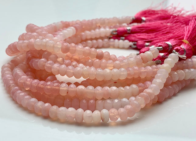 6-7 mm AAA Natural Multi Pink Peru Opal Faceted Rondelle Gemstone Beads Genuine Shaded Pink Opal Gemstone Loose Beads 8 Inches Strand #2956