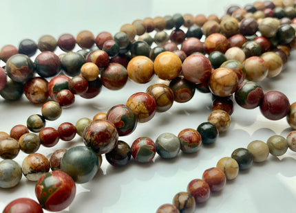 4mm 6mm 8mm 10mm 12mm AAA Smooth Round Picasso Jasper Gemstone Beads Natural Brown Red Color Jasper 15.5 Inches Strand #3050