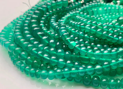 6mm 7mm 8mm 9mm 10mm 100% All Natural Smooth Rondelle Green Onyx Gemstone Beads Genuine Translucent Green Onyx Beads 8 Inches Strand #2932