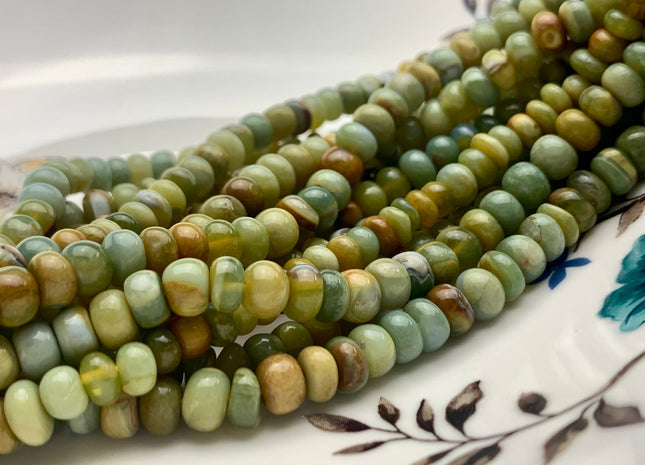 6mm 8mm 10mm 100% All Natural Smooth Rondelle Bumble Bee Opal Gemstone Beads Multi Natural Yellow Green Brown Opal Beads 8 Inches #2939