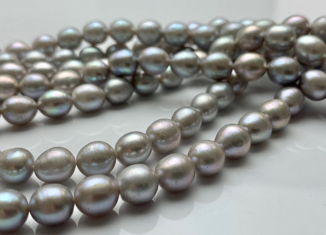 7x9 mm AAA Gray Color Freshwater Pearls Rice/Oval Shape Pearl Beads Genuine High Luster Smooth Freshwater Pearls #P1003