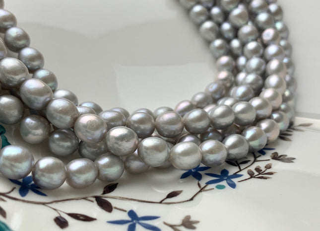 7x9 mm AAA Gray Color Freshwater Pearls Rice/Oval Shape Pearl Beads Genuine High Luster Smooth Freshwater Pearls #P1003