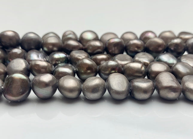 10-11 mm AA Matte Dark Gray Color Potato Nugget Freshwater Pearl Beads Genuine Gray Color Cultured Pearl Nuggets #P1015