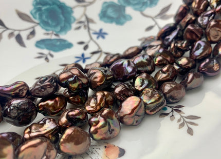 10x12 mm AA Brown Chocolate Color Keishi Freshwater Pearl Nugget Beads Dark Brown High Luster Genuine Keishi Nugget Pearls #P1014