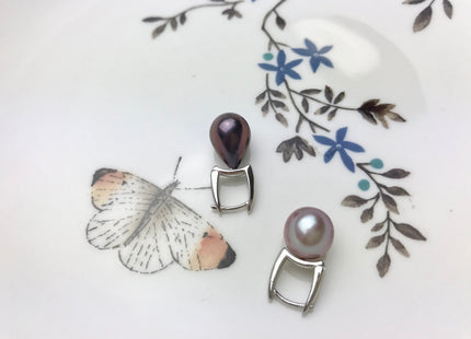 One Pair 925 Sterling Silver/Gold Earring Mount Genuine 925 Sterling Silver Hoop Earring Findings For Half Drilled Pearls #10340