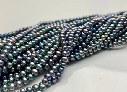 3-4 mm AA Peacock Color Tiny Freshwater Potato Pearl Beads Genuine High Luster Blue Peacock Color Tiny Seed Pearls #P1018