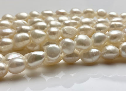 7-8x9-10 mm AA Half / Full Strand Large Hole Rice Nugget Freshwater Pearls 2.0mm Hole Lustrous Large Hole Genuine Nugget Pearl Beads #188