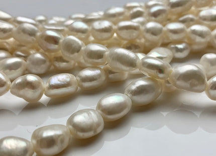 7-8x9-10 mm AA Half / Full Strand Large Hole Rice Nugget Freshwater Pearls 2.0mm Hole Lustrous Large Hole Genuine Nugget Pearl Beads #188