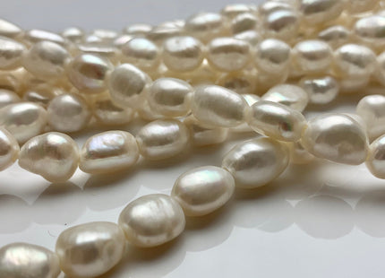 7-8x9-10 mm AA Half / Full Strand Large Hole Rice Nugget Freshwater Pearls 2.0mm Hole Lustrous Large Hole Genuine Nugget Pearl Beads #188