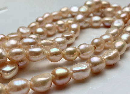 7-8x9-10 mm AA Half / Full Strand Large Hole Rice Nugget Freshwater Pearls 2.0mm Hole Lustrous Large Hole Genuine Nugget Pearl Beads #188