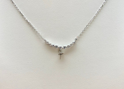 925 Sterling Silver/Gold Necklace Chain With Smile Curve Design Pendant Setting Finding For Half Drilled Pearl DIY Jewelry Necklace #10033-A