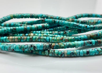 4 mm Natural Turquoise Heishi Rondelle Shape Genuine Rare Natural Color Turquoise Gemstones Loose Beads 15.5 Inches Strand #2974