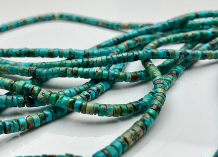 4 mm Natural Turquoise Heishi Rondelle Shape Genuine Rare Natural Color Turquoise Gemstones Loose Beads 15.5 Inches Strand #2974