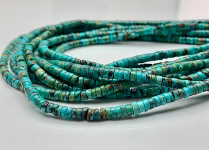 4 mm Natural Turquoise Heishi Rondelle Shape Genuine Rare Natural Color Turquoise Gemstones Loose Beads 15.5 Inches Strand #2974