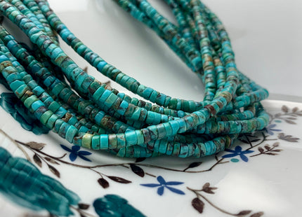 4 mm Natural Turquoise Heishi Rondelle Shape Genuine Rare Natural Color Turquoise Gemstones Loose Beads 15.5 Inches Strand #2974