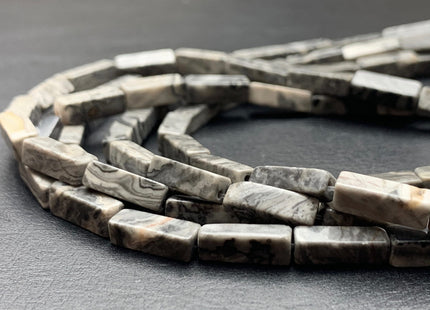 4-5x13 mm Cuboid Tube Shape Dark Multi Gray Color Picture Jasper Gemstone Beads Gray Picture Jasper Loose Beads 15.5 Inches Strand #2965