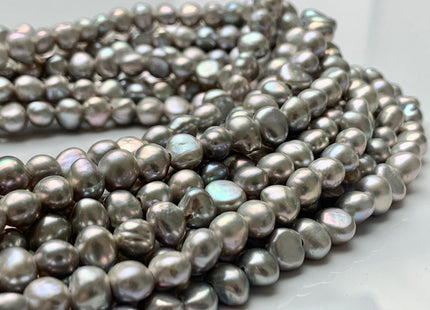 7-8 mm AAA Large Hole Light Gray Freshwater Pearl Nugget Beads Hole Size 1.8 mm High Luster Large Hole Nugget Pearls #P1023