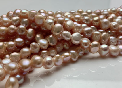 7-8 mm AAA Large Hole Light Natural Pink Freshwater Pearl Nugget Beads Hole Size 1.8 mm High Luster Large Hole Potato Pearls #P1022