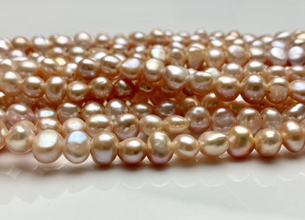 7-8 mm AAA Large Hole Light Natural Pink Freshwater Pearl Nugget Beads Hole Size 1.8 mm High Luster Large Hole Potato Pearls #P1022