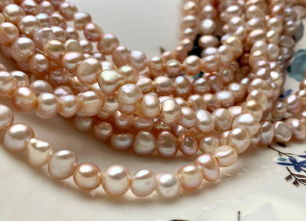7-8 mm AAA Large Hole Light Natural Pink Freshwater Pearl Nugget Beads Hole Size 1.8 mm High Luster Large Hole Potato Pearls #P1022