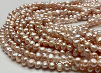 7-8 mm AAA Large Hole Light Natural Pink Freshwater Pearl Nugget Beads Hole Size 1.8 mm High Luster Large Hole Potato Pearls #P1022