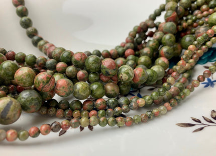 4 mm 6 mm 8 mm 10 mm Smooth Unakite Gemstone Beads Natural Green And Peach Pink Color Unakite Gemstone Loose Beads 15.5 Inches Strand #2903
