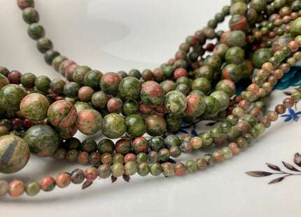 4 mm 6 mm 8 mm 10 mm Smooth Unakite Gemstone Beads Natural Green And Peach Pink Color Unakite Gemstone Loose Beads 15.5 Inches Strand #2903