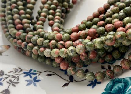 4 mm 6 mm 8 mm 10 mm Smooth Unakite Gemstone Beads Natural Green And Peach Pink Color Unakite Gemstone Loose Beads 15.5 Inches Strand #2903