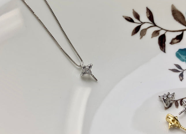 One Piece 925 Sterling Silver/Gold Pendant Setting Finding For Half Drilled Pearl Genuine 925 Silver W/CZ Cross Pendant DIY Jewelry #10037