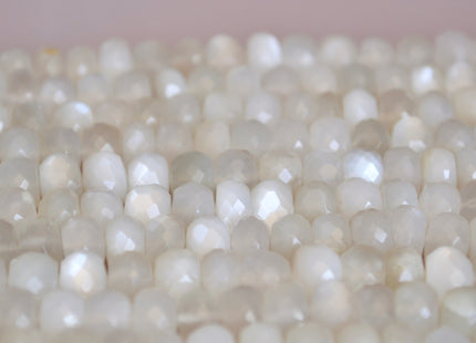 5x7-8 mm 100% All Natural Faceted Rondelle White Or Light Green Color Moonstone Beads Genuine Top Quality Moonstone 14 inches Strand #2130