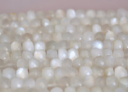 5x7-8 mm 100% All Natural Faceted Rondelle White Or Light Green Color Moonstone Beads Genuine Top Quality Moonstone 14 inches Strand #2130