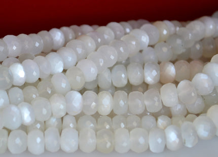 5x7-8 mm 100% All Natural Faceted Rondelle White Or Light Green Color Moonstone Beads Genuine Top Quality Moonstone 14 inches Strand #2130