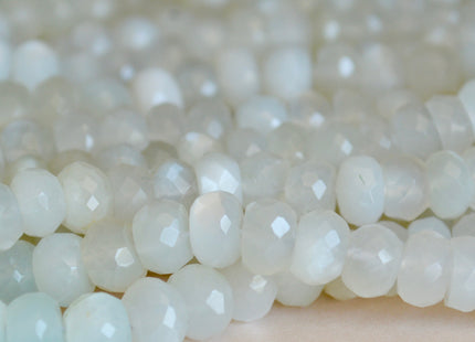 5x7-8 mm 100% All Natural Faceted Rondelle White Or Light Green Color Moonstone Beads Genuine Top Quality Moonstone 14 inches Strand #2130