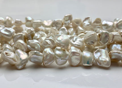 8-9 x 10-12 mm Natural White Keshi Freshwater Pearl Beads Genuine Center Drilled Keshi Nugget Pearls #235