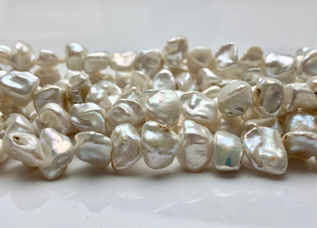 8-9 x 10-12 mm Natural White Keshi Freshwater Pearl Beads Genuine Center Drilled Keshi Nugget Pearls #235