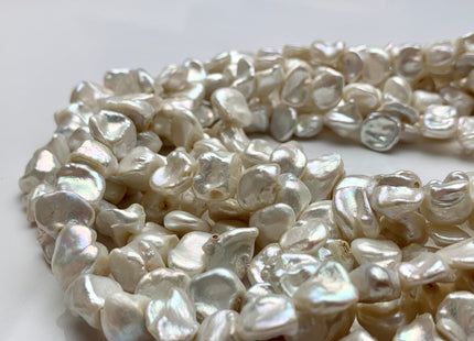 8-9 x 10-12 mm Natural White Keshi Freshwater Pearl Beads Genuine Center Drilled Keshi Nugget Pearls #235