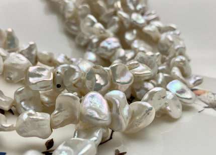 8-9 x 10-12 mm Natural White Keshi Freshwater Pearl Beads Genuine Center Drilled Keshi Nugget Pearls #235