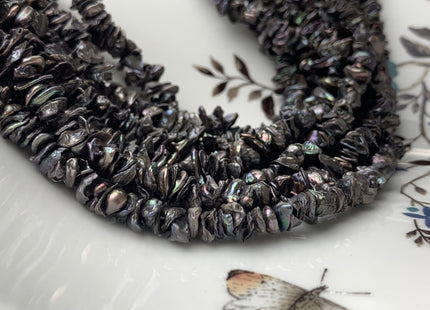7 mm AA Metallic Brownish Black Keshi Freshwater Pearl Beads Center Drilled Keshi Pearl Rondelle Freshwater Pearls 15.5 Inches Strand #1987