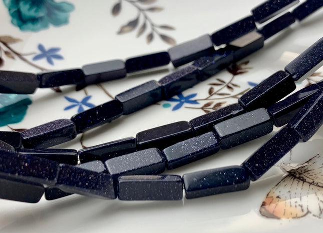 4x13 mm Cuboid Tube Shape Blue Color Sandstone Gemstone Beads Blue Sandstone Gemstones Loose Beads 15.5 Inches Strand #2972