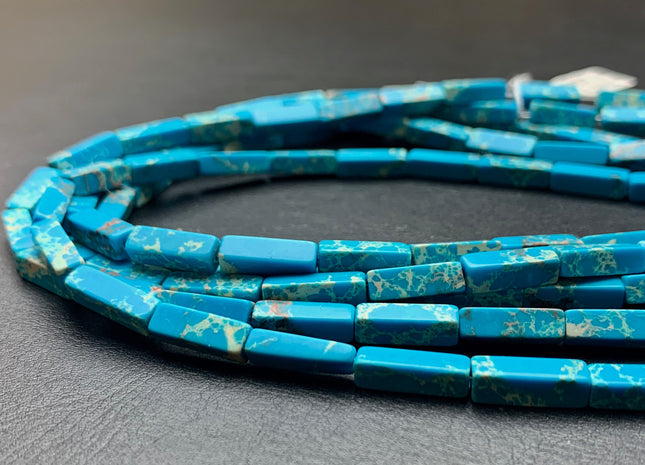 4-5x13 mm Cuboid Tube Shape Blue Color Impression Jasper Gemstone Beads Impression Jasper Gemstones Loose Beads 15.5 Inches Strand #2982
