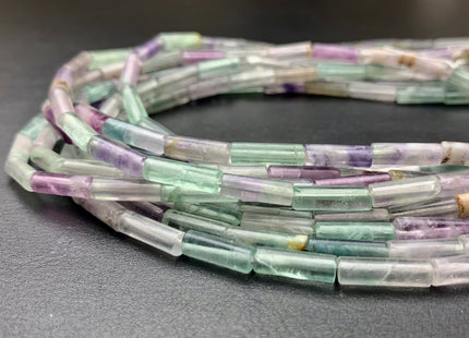 4-13x14 mm Tube Shape Natural Fluorite Gemstone Beads Genuine Green Purple Fluorite Gemstones Loose Beads 15.5 Inches Strand #2989