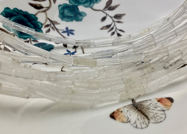 4x13-14 mm Tube Shape Natural Clear Quartz Gemstone Beads Genuine Clear Quartz Gemstones Loose Beads 15.5 Inches Strand #2990