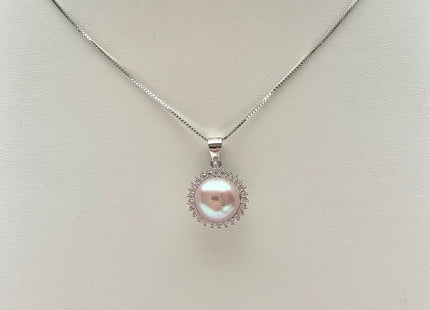 AAAA 10.5 mm Top Quality Natural White And Pink Freshwater Pearl Pendant W/925 Sterling Silver DIY Jewelry Bridal Pearl Necklace #10046-B