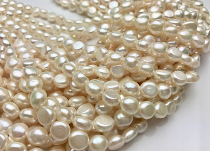 9-10 mm AAA Natural White Round Button Freshwater Pearl Beads Genuine High Luster Smooth And Shiny Freshwater Pearls. #005