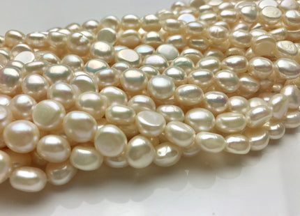 9-10 mm AAA Natural White Round Button Freshwater Pearl Beads Genuine High Luster Smooth And Shiny Freshwater Pearls. #005