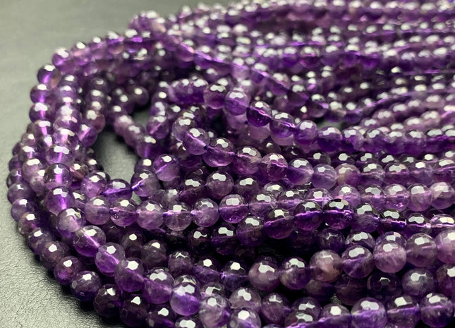 4mm 6mm 8mm 10mm 12mm Faceted Round Amethyst Beads February Birthstone Natural Genuine Natural Amethyst Beads 15.5 Inches Strand #3078