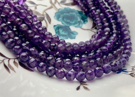 4mm 6mm 8mm 10mm 12mm Faceted Round Amethyst Beads February Birthstone Natural Genuine Natural Amethyst Beads 15.5 Inches Strand #3078