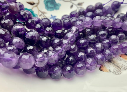 4mm 6mm 8mm 10mm 12mm Faceted Round Amethyst Beads February Birthstone Natural Genuine Natural Amethyst Beads 15.5 Inches Strand #3078