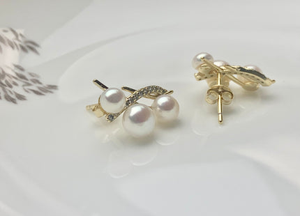 Genuine Natural White Freshwater Pearl Stud Earring .925 Sterling Gold Earring Posts Pearl Earrings Bridal Stud Earrings #10047-B